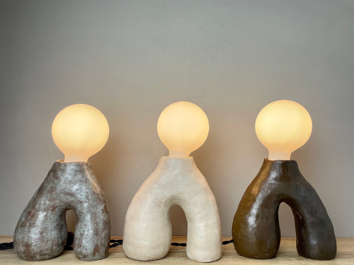 Creme Keramik Tischlampe handgefertigte Dekorative Lampe | Etsy