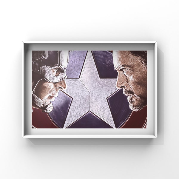 Avengers Civil War l Captain America l Iron Man l  Pop Art Poster Print A4