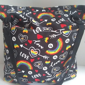 Handmade OOAK custom canvas shoulder tote w/ pockets AND matching zipper pouch!