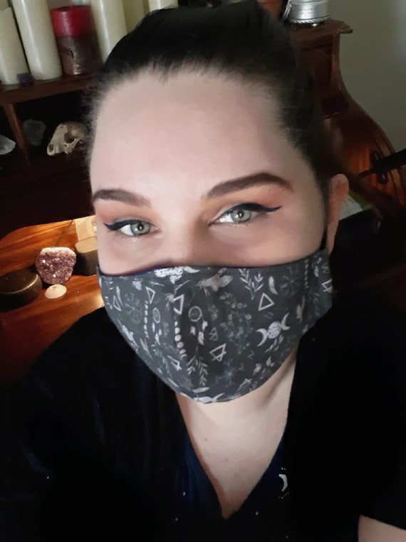 Custom Face Masks, Witchy, Celestial, Lunar, Pagan, Skulls n Roses, Runes, Magic symbols