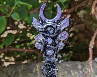 Amethyst Moon Handmade Wand: Wiccan Witch Gift