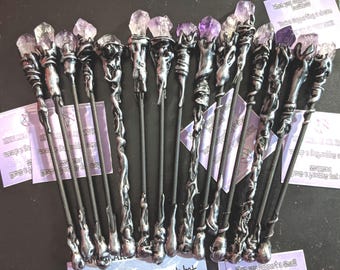 Handmade Amethyst Witch Wand: Energy Work Tool