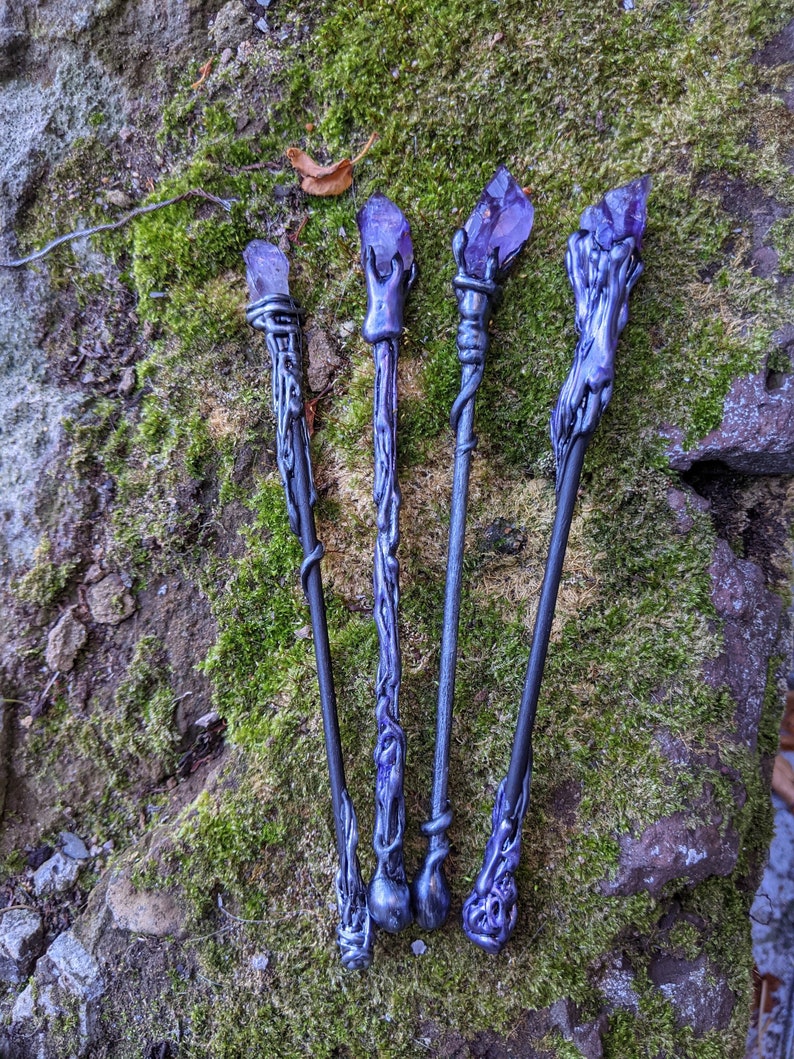 Small Amethyst Wand, Handmade Wand, Baby Witch Wand, Amethyst Wand, Witch Wand, Wiccan Wand, Witch Gift, Fantasy Wand image 2