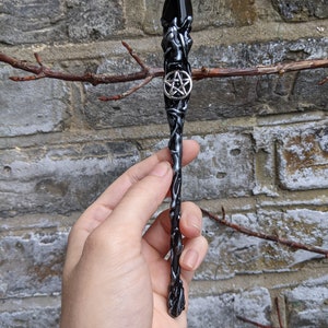 Black Obsidian Wand, Crystal Wand, Protection Wand, Witch Gift, Wand, Wand Holder