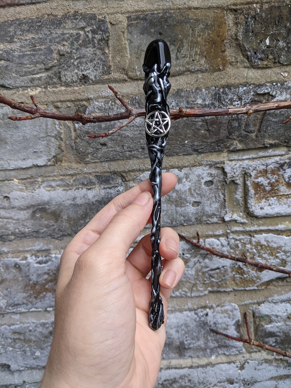 Handmade Black Obsidian Protection Wand, Witch Wand, Protection Wand, Magic Wand, Black Obsidian