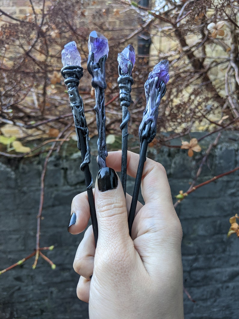 Small Amethyst Wand, Handmade Wand, Baby Witch Wand, Amethyst Wand, Witch Wand, Wiccan Wand, Witch Gift, Fantasy Wand image 3