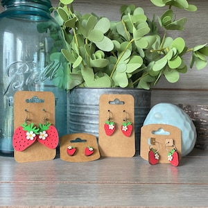 Sweet Strawberry Handmade Earrings, Hand Painted Earrings, Strawberry Lovers, Dangle Earrings, Stud Earrings, Handmade Earrings, Nickel Free