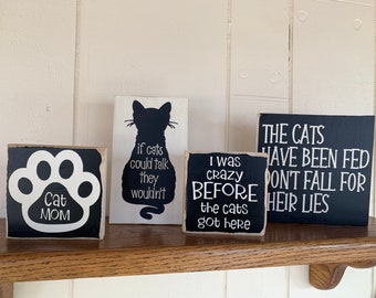 Wooden Sign Plaque Cat Retro Funny Novelty Humorous Cat/'s Rules 30cm