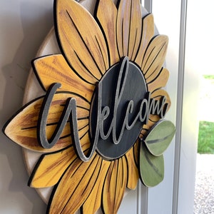 Sunflower Welcome Front Door Sign, Wooden Sign, Sunflower, Welcome, Entryway Welcome Sign, Bead and Board, Made in Iowa, Handmade, Gift