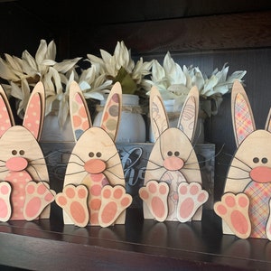 Handmade Wooden Easter Bunnies, Easter Decor, Spring Decor, Wooden Decor, Spring Bunnies, Bead and Board, Handmade, Made in Iowa, Easter