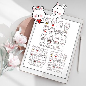Planner stickers, Rabbit planner stickers, Rabbit digital stickers, Rabbt printable stickers, Goodnote stickers, Rabbit stickers