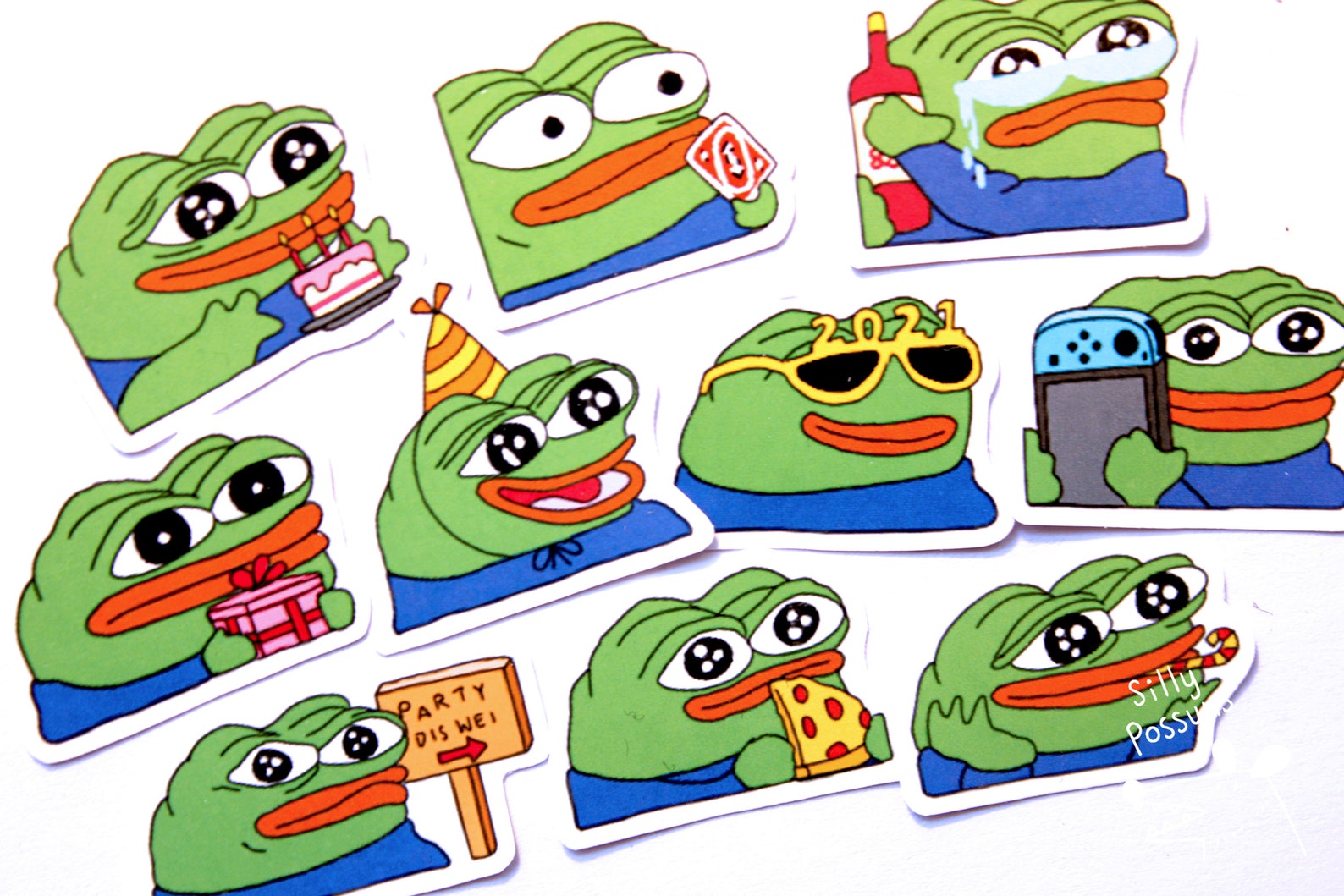 PEEPO Party Sticker Pack by Silly Possums 2021 Pepe Stickers Etsy