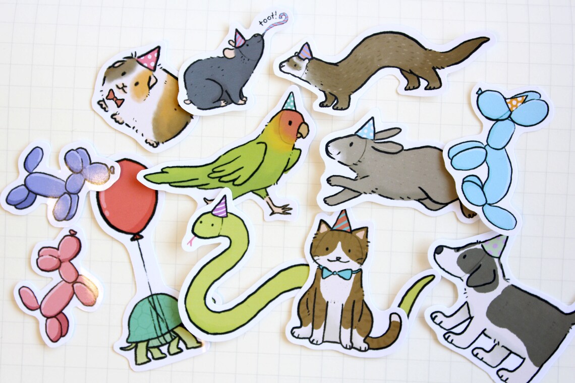 PARTY ANIMALS STICKER Pack Animal Stickers Sticker Pack Etsy