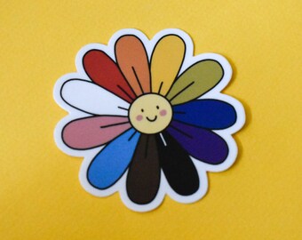 Gay Pride Flag Daisy Vinyl Sticker