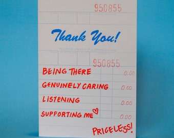 Thank You Diner Receipt Risograph Greeting Card