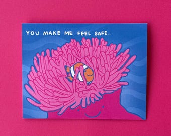 You Make Me Feel Safe Clownfish Anemone Greeting Card