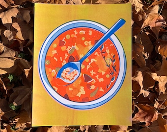 Bad Omen Alphabet Soup Risograph Print 8x10
