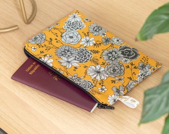 Flat pencil case in organic Mustard fabric