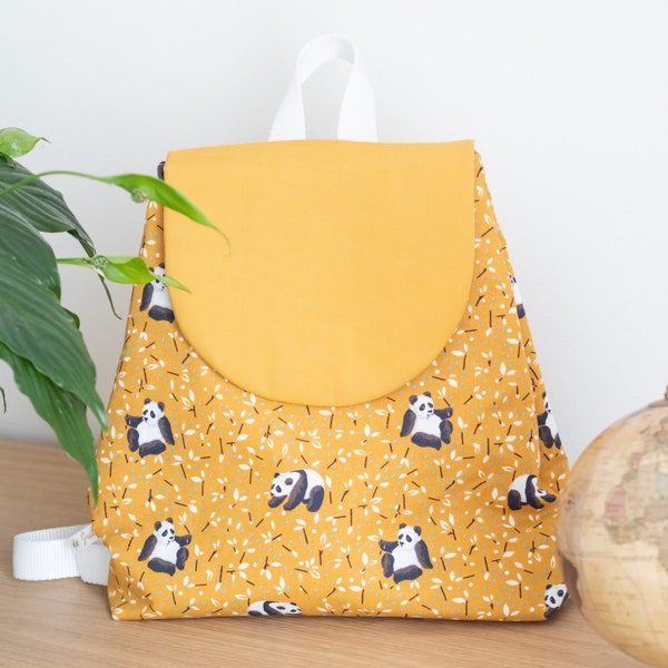 Sac à dos maternelle en tissu bio Panda