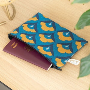 Pochette trousse plate en tissu Bio Wax éventail