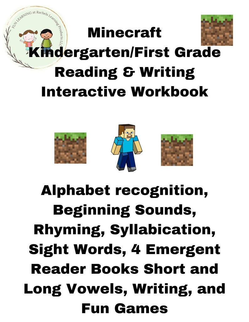 Minecraft Reading and Writing Interactive Workbook kindergarten & First ...