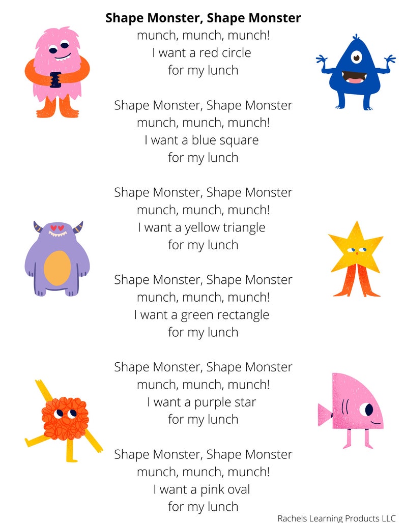 Shape Monster Felt Set and Song - Etsy