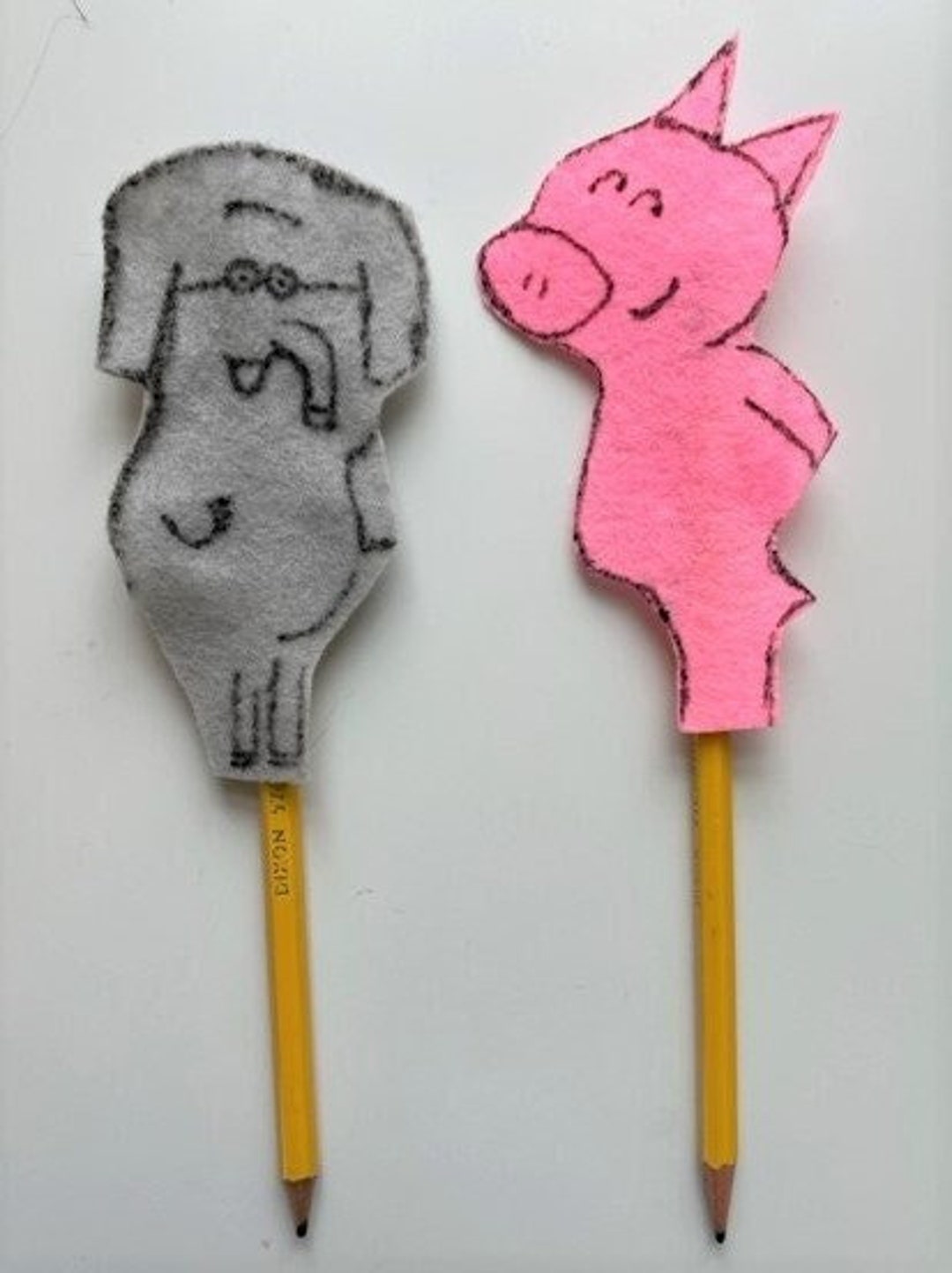 Elephant and Piggie Felt Pencil Toppers/finger Puppets Set - Etsy