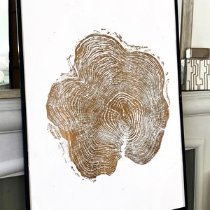 Apple Tree Print, Gold Tree Ring Print, Large tree ring print, Tree Stump print, Huge Tree Ring Print, Tree Ring Art, Gold Tree Ring Print