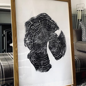 Stampa ad anelli d'albero, Vecchio tasso, Stampa xilografica, Stampa ad anelli d'albero, Stampa fatta a mano, Arte ad anelli d'albero, Xilografia, Regalo di anniversario, Stampa con timbro ad albero