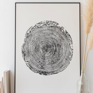 Larch Tree Ring Print: Large Boho Wabi Sabi Wall Art