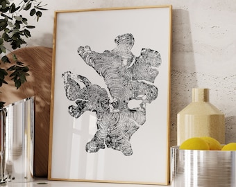 Tree Ring Print, Olive Tree Ring Print | Woodcut Tree Slice Art | Stump, Log & Wood Prints | Rustic Tree Rings Decor, Tree Ring Art