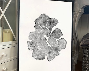 Ringafdruk met haagbeuk: grote Wabi Sabi Boho-muurkunst