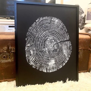 Tree Ring Print, Welsh Larch, Larch Tree Ring Print, Large Woodcut print, Stump Art, Tree slice print, Log print, Wood Print