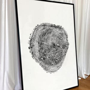 Welsh Oak Tree Ring Print: Large Woodcut Stump Art