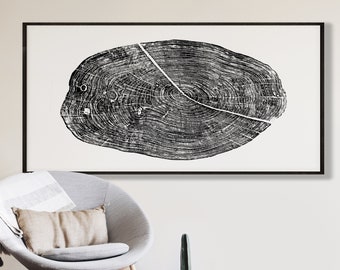 Tree Ring Print, Monterey Cypress, Black and White Tree Ring Print, Large tree ring print, Tree Stump print, Huge Tree Ring Print