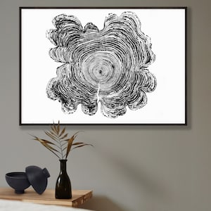 Western Red Cedar, Tree Ring Print, Black and White Tree Ring Print, Large tree ring print, Tree Stump print, Huge Tree Ring Print image 9