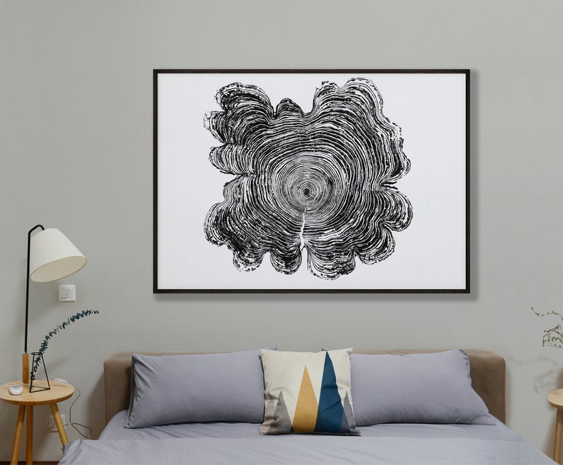 Western Red Cedar, Tree Ring Print, Black and White Tree Ring Print, Large tree ring print, Tree Stump print, Huge Tree Ring Print image 6