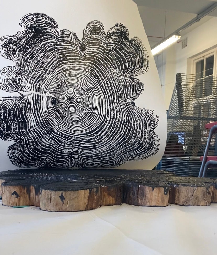 Cèdre Rouge De L'ouest, Anneau D'impression Imprimé, Noir Et Blanc, Grand Arbre, Impression Souche D'arbre, D'arbre Énorme