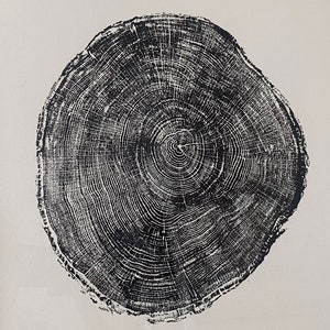 Tree Ring Print, Scottish Oak, Oak Tree Ring Print, Large Woodcut print, Stump Art, Tree slice print, Log print, Wood Print, Screen Print