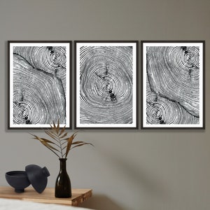Tree Ring Print Set: Black & White Larch Wood Poster (A3)