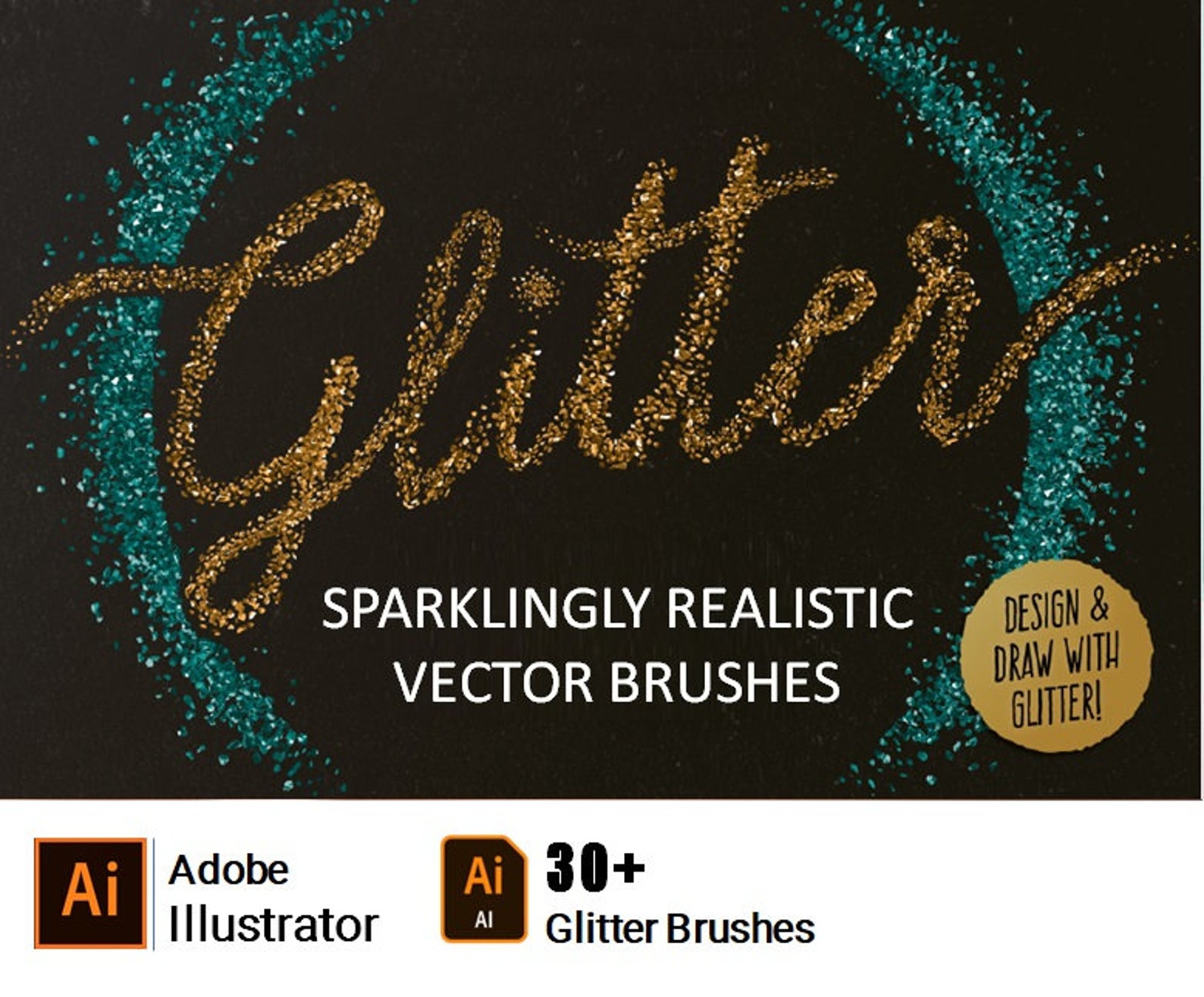 30 Adobe Illustrator Glitter Realistic Vector Brushes / Etsy