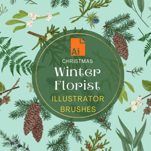 Plus de 30 pinceaux pour fleuriste d&#39;hiver Pinceaux pour fleuriste de Noël Adobe Illustrator - Collection de pinceaux professionnels et créateurs
