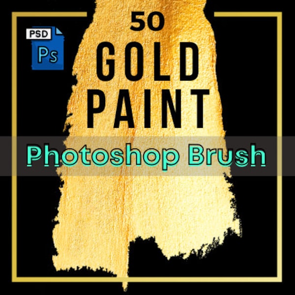 50 Gold Paint Brush Gold Foil Gold Glitter - Adobe Photoshop Designer & Professional Brushes Collection Photoshop Brushes in the UK