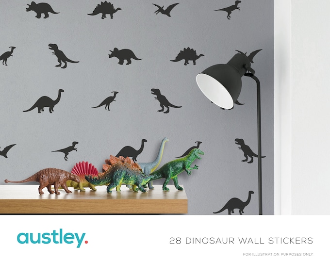 28 Dinosaur Wall Decals, Nursery & Bedroom Decor, Wall Stickers