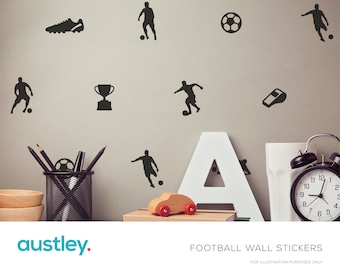 40 Football Stickers, Soccer Wall Decals, Football Wall Art, Wall Decals, Wall Art, Wall Stickers, Bedroom, Nursery, Play Room