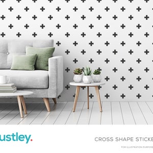 56 Cross Shapes, Plus Shapes, Wall Sticker Decals, Scandi Style, Bedroom, Living Room, Interior Design, Office, Nursery, Bedroom