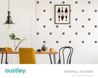 Seashell Stickers, Sea Shell Wall Decals, Seashell Wall Art, Wall Decals, Wall Art, Wall Stickers, Bathroom, Nursery, Bedroom, Living Room