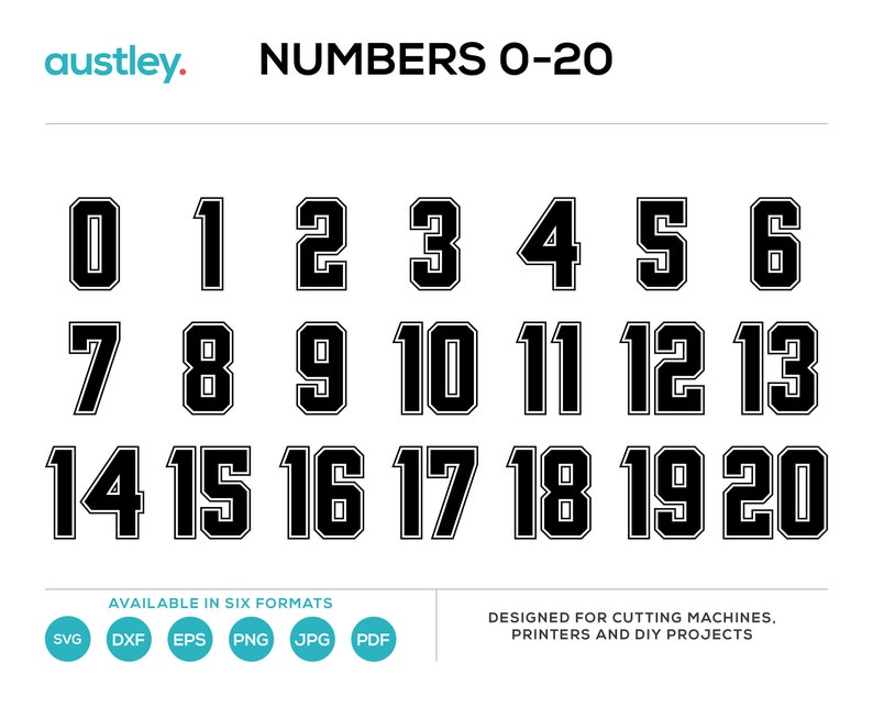 Sporting Numbers Bundle Jersey Numbers SVG University Etsy