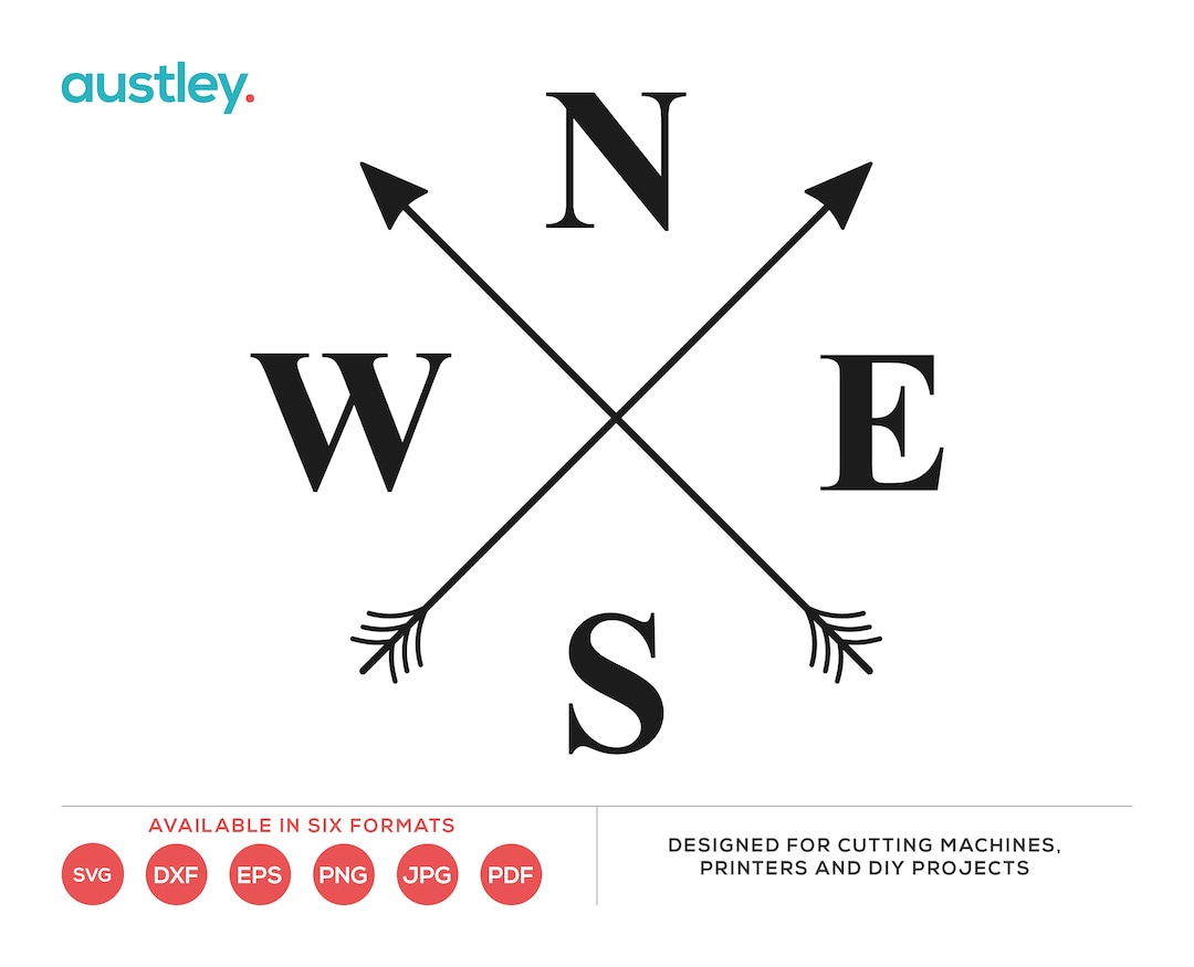 Compass, North East South West, Arrows, Art Educational, Svg, Dxf, Eps