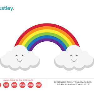 Rainbow, Colourful, svg, dxf, eps, png, jpg, pdf, Cut File, Print File, Craft Pattern, Clipart, 6 Files, Digital Download